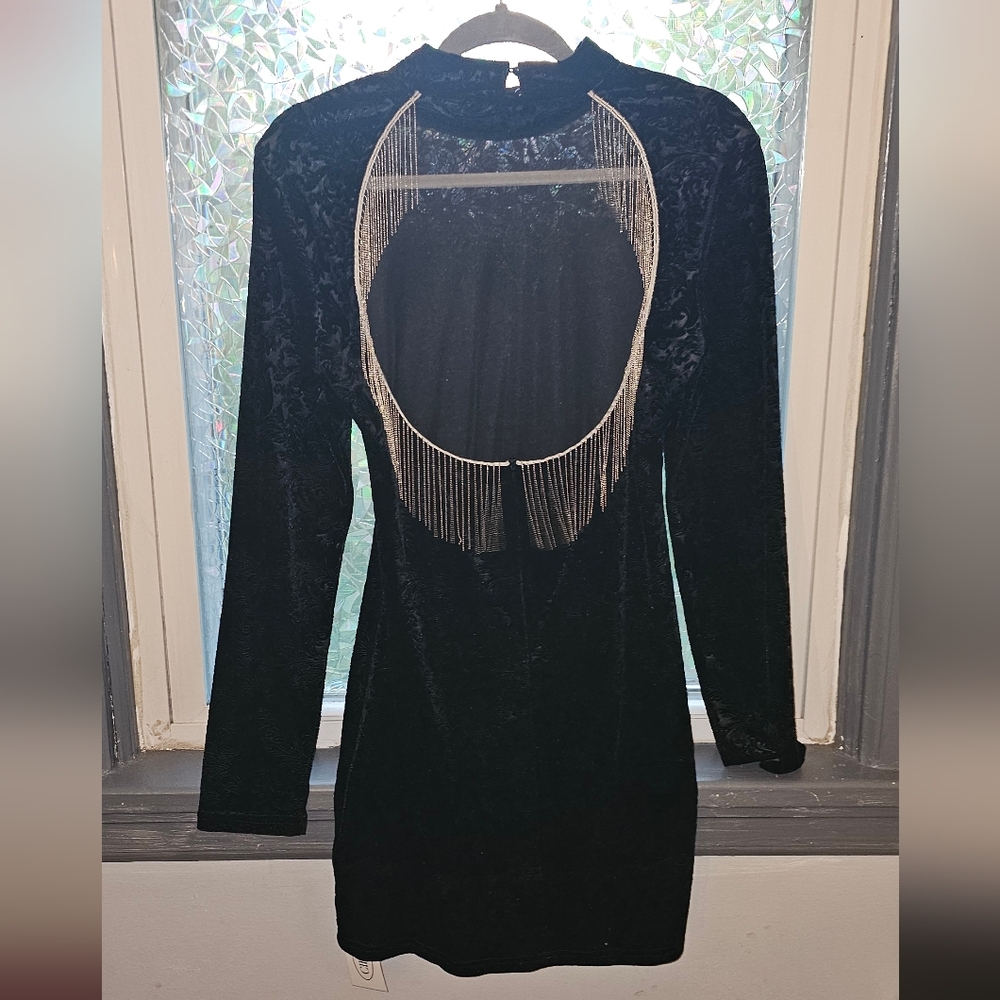 Cider backless fringe mini dress